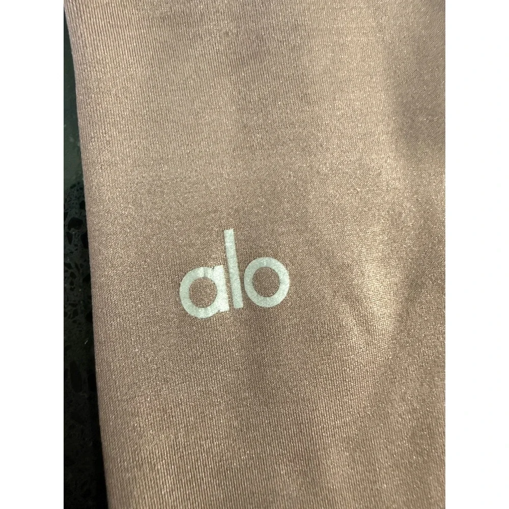 Alo Yoga High-Waist Airbrush Leggings Metallic Mauve Taupe Women's Size L